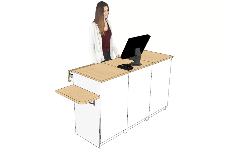 Comptoir d’Encaissement et d’Accueil 1 Poste en Ligne Bois Blanc