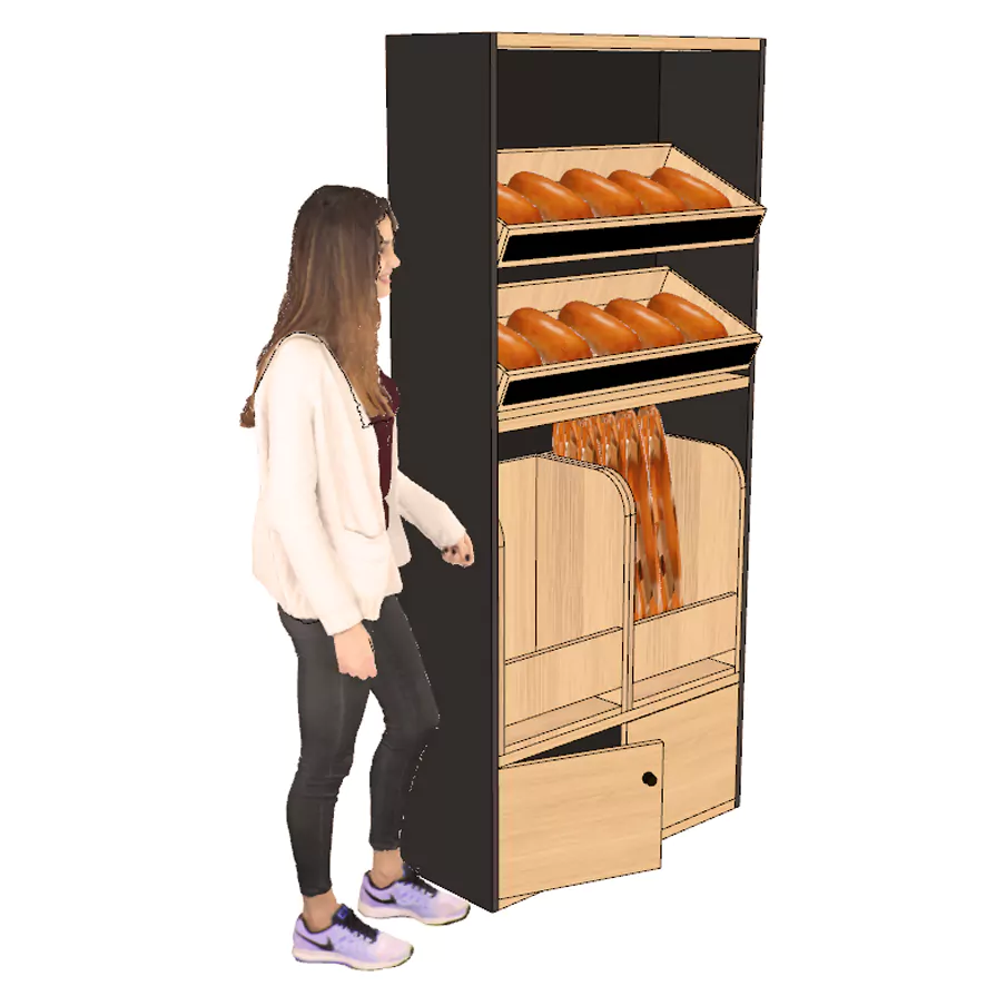 Armoire boulangerie noire avec bac à pain et portes battantes (LIVRÉ MONTÉ) – Image 2