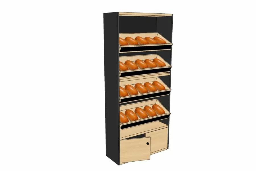 Armoire boulangerie noire 4 présentoirs avec portes battantes (LIVRÉ MONTÉ)