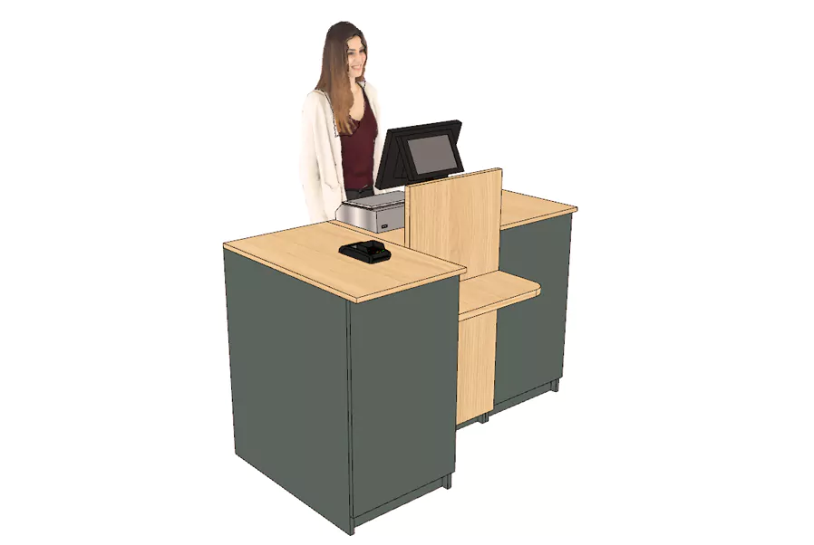 Comptoir caisse 1 poste avec tablette PMR à droite ( livré monté ) – Image 2