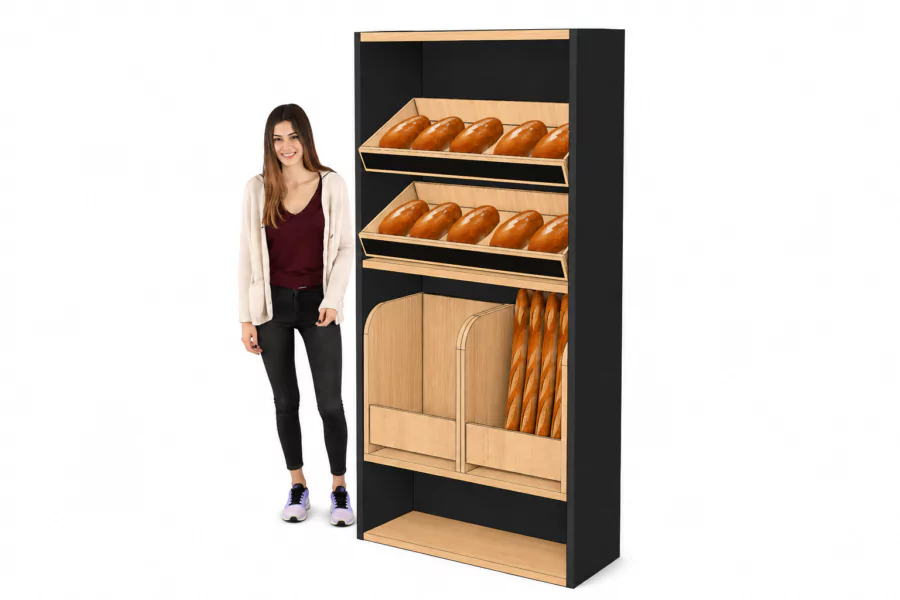 Armoire boulangerie noire 2 présentoirs 2 bacs à pain ( LIVRÉ MONTÉ)